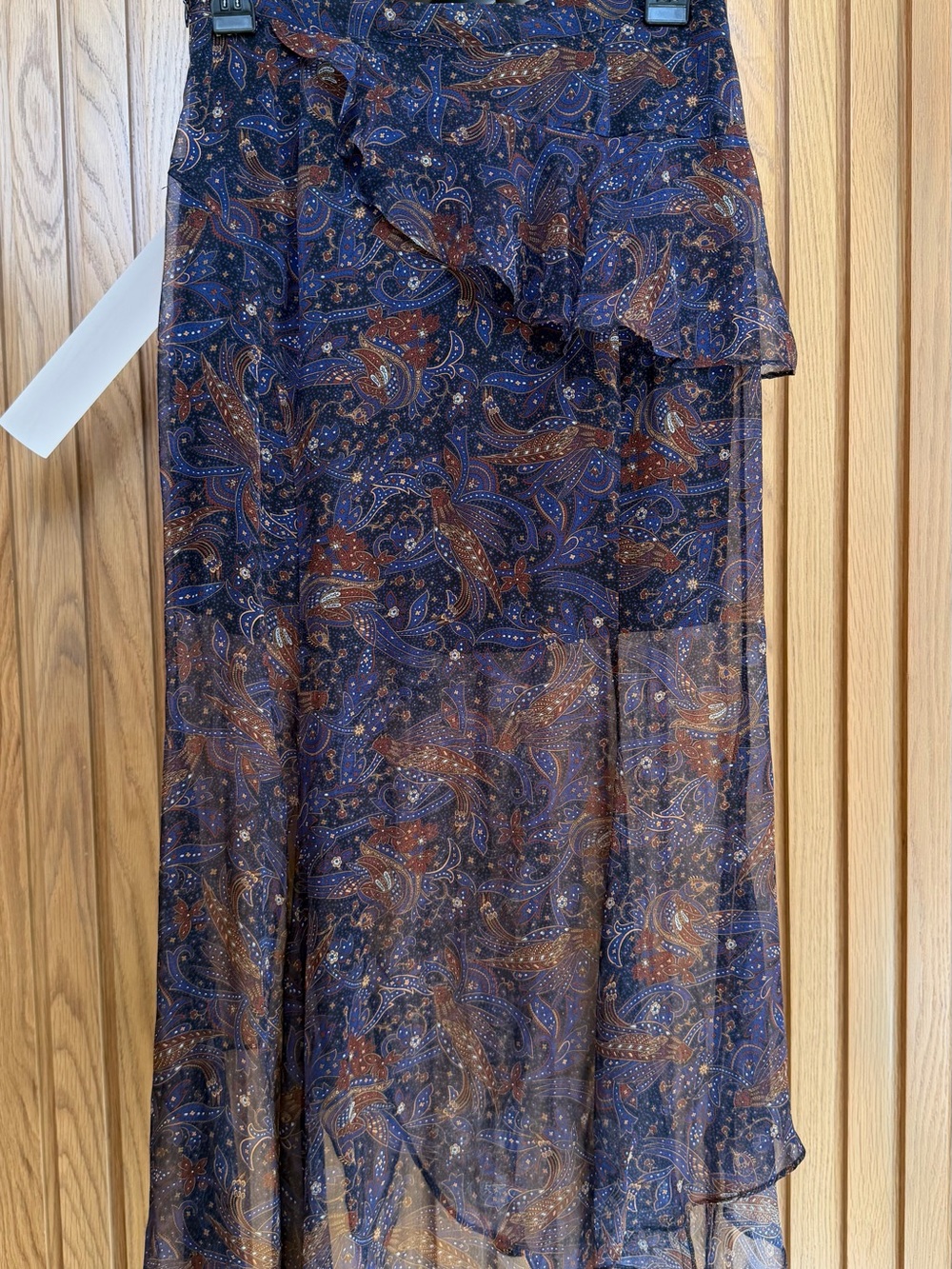Veronica Beard Purple and Brown Sheer Asymmetrical Midi Skirt - Picture 4 of 7